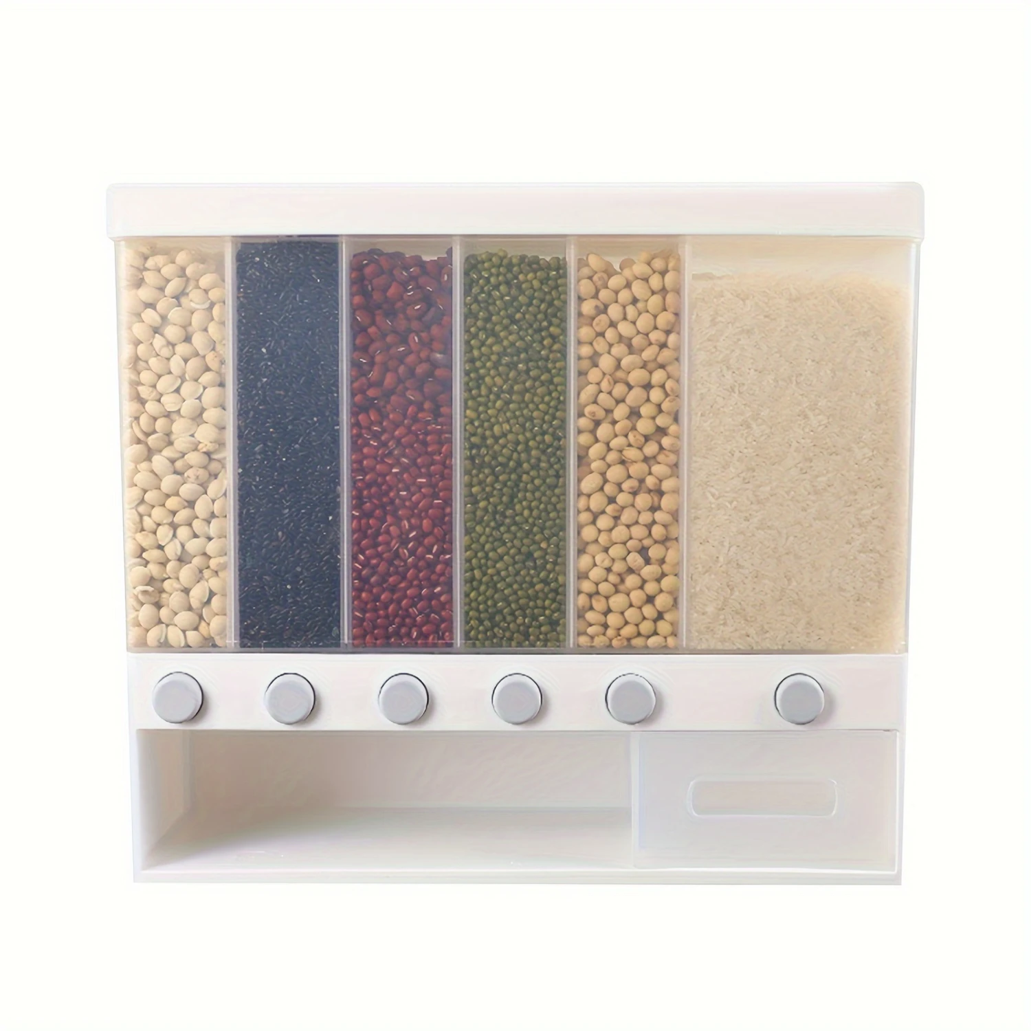 6-Grid Rice Cereal Dispenser Dry Food Container Organizer Kitchen