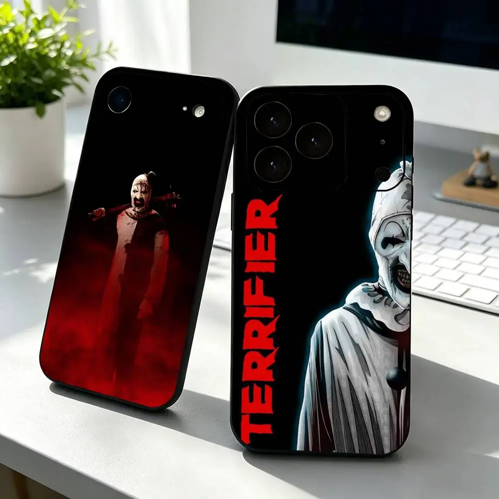 Coque de téléphone Art the C-Clown horror T-Terrifier pour iPhone 17, 16, 15, 14, 13, 12, 11 Plus, Pro Max, XS, en silicone souple noir
