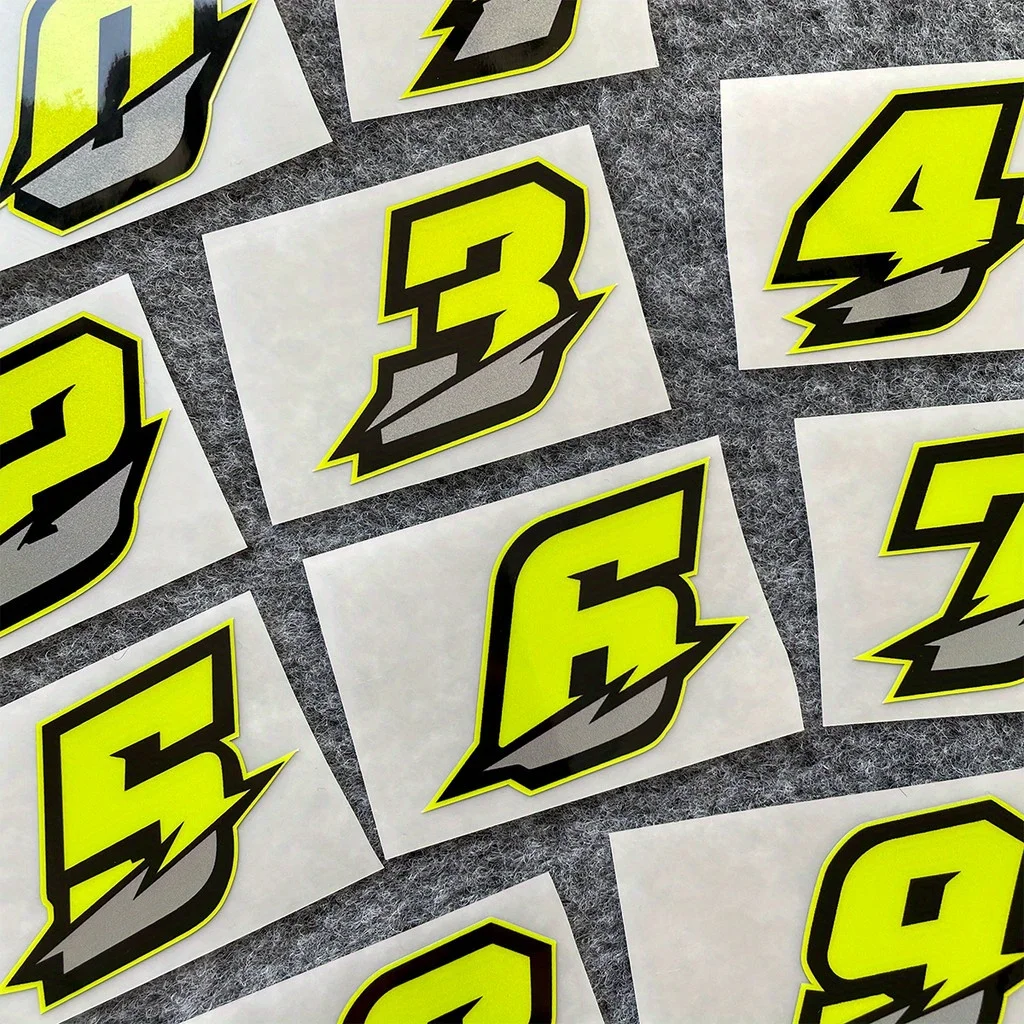 Llamativo paquete de pegatinas con temática de números "0 - 9", ideal para patinetas, botellas de agua, trae una estética de la pasión de carreras