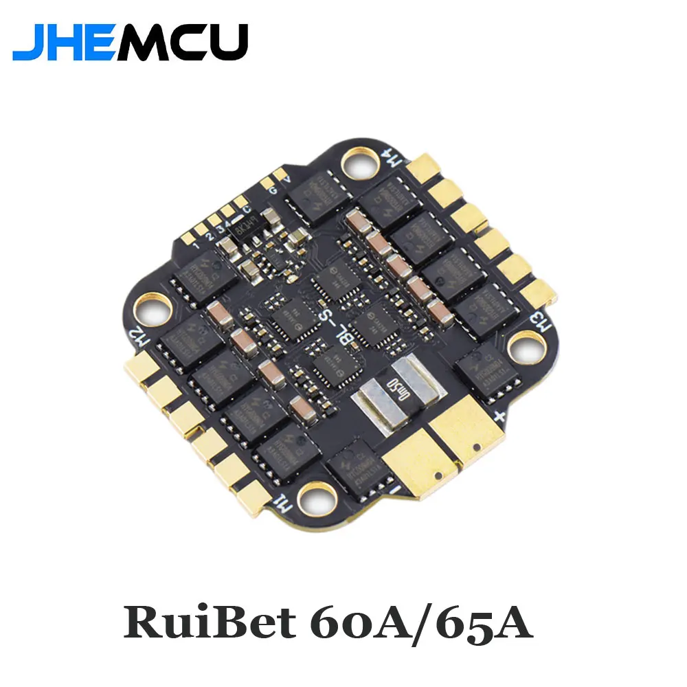 JHEMCU RuiBet 60A/65A 3-6S/65A 8S Dshot600 BLHELI_S 4in1 ESC Built-in Tvs Tube Pole Distance 30.5x30.5mm for FPV Freestyle Drone