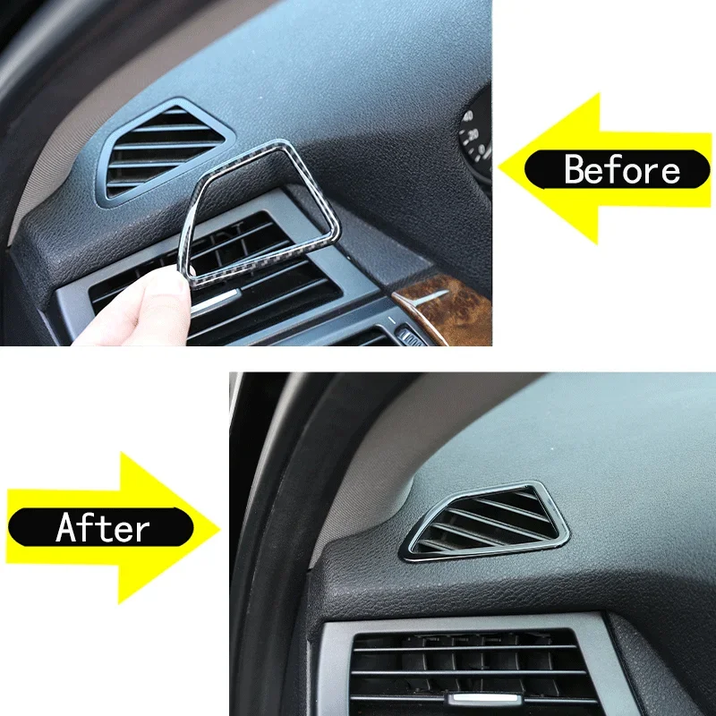 For 2008-2013 BMW X5 X6 E70 E71 ABS Carbon Fiber Car Dashboard Side Air Outlet Decorative Frame Sticker Car Interior Accessories 2