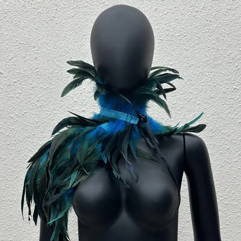 Feather Cape Shawl Costume Black Witch Wings Collar Adult Crow Neck Swan Wings Stage Fancy Party Rave Festival Accessories image 4