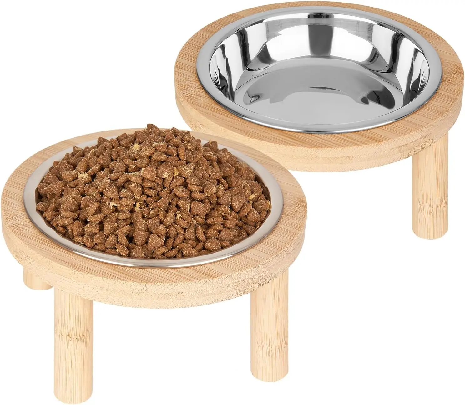 

2PCS Elevated Cat Food Bowl, 5.9 Inch 2 Stainless Steel Raised Cat Bowls with Stand,Bowl for Cats, Cat Food and Water Bowl Set