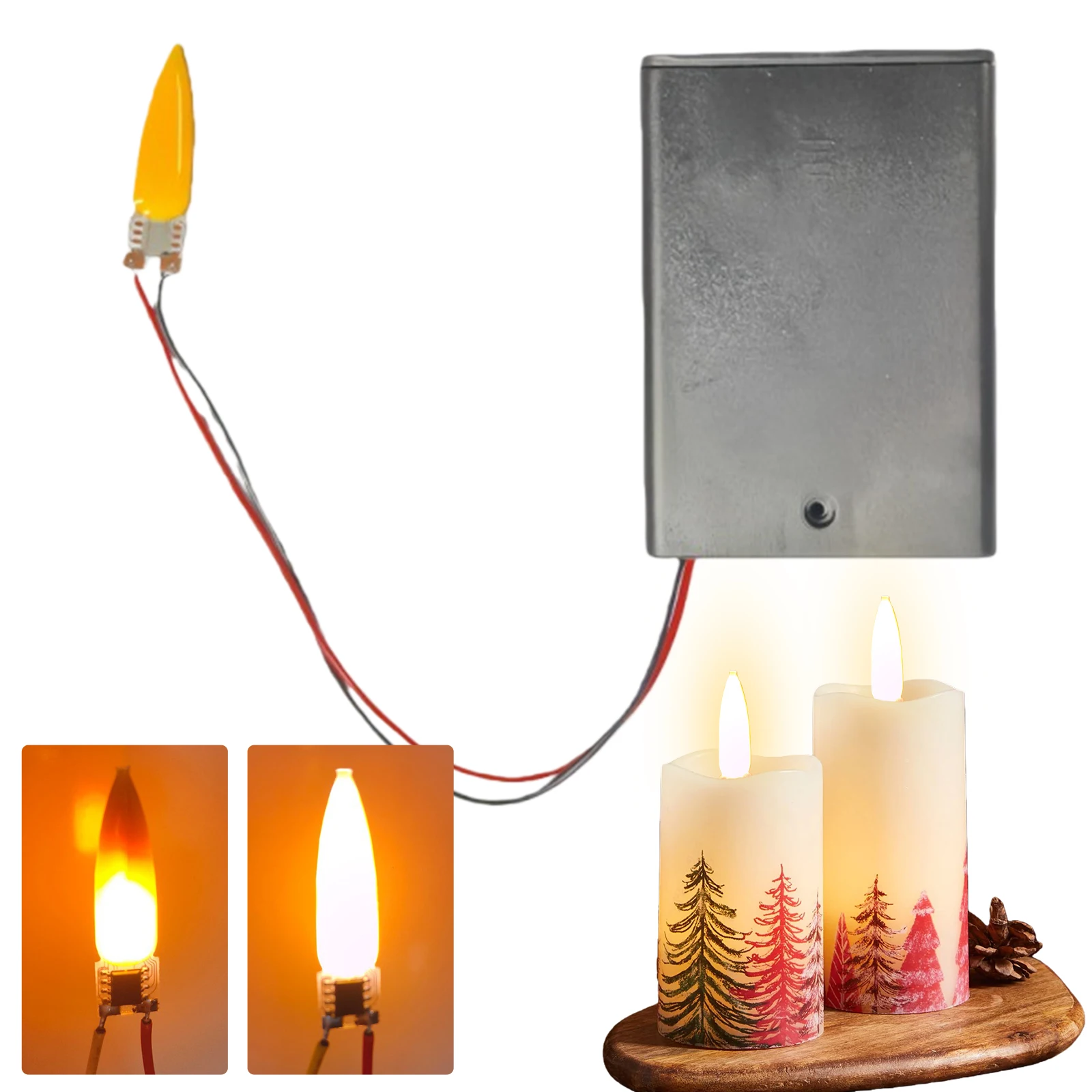 

Плата управления для лампы-имитатора пламени 3.3V-5V с отсеком для батареек, реалистичный эффект мерцания для имитации свечи