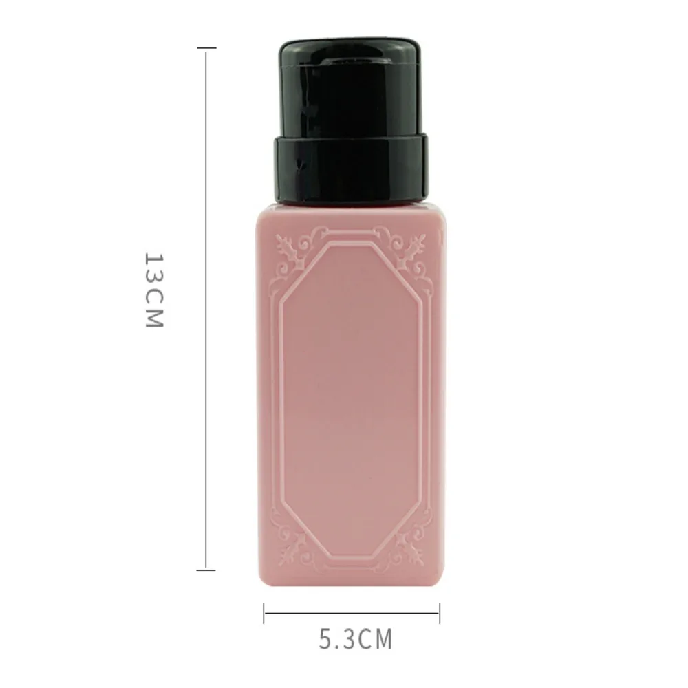 Plastic Press Pump Bottle Refillable 210ml Refillable Bottle Square Leakproof Nail Cleaner Container for Alcoholic Water