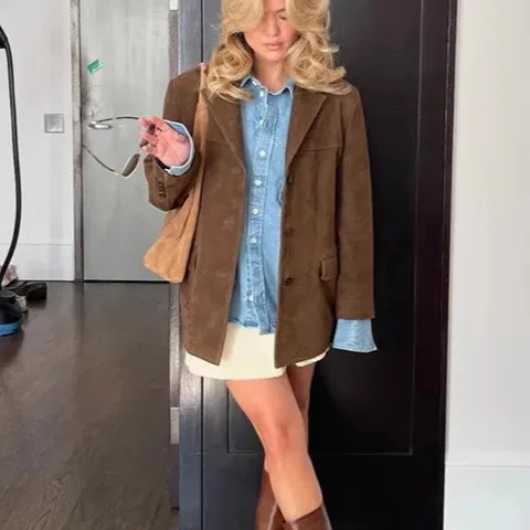 Spring New Arrival Women's Faionable Versatile Commute Sle Jaet Coat with kets Loose Fit Long Sve Regular Length