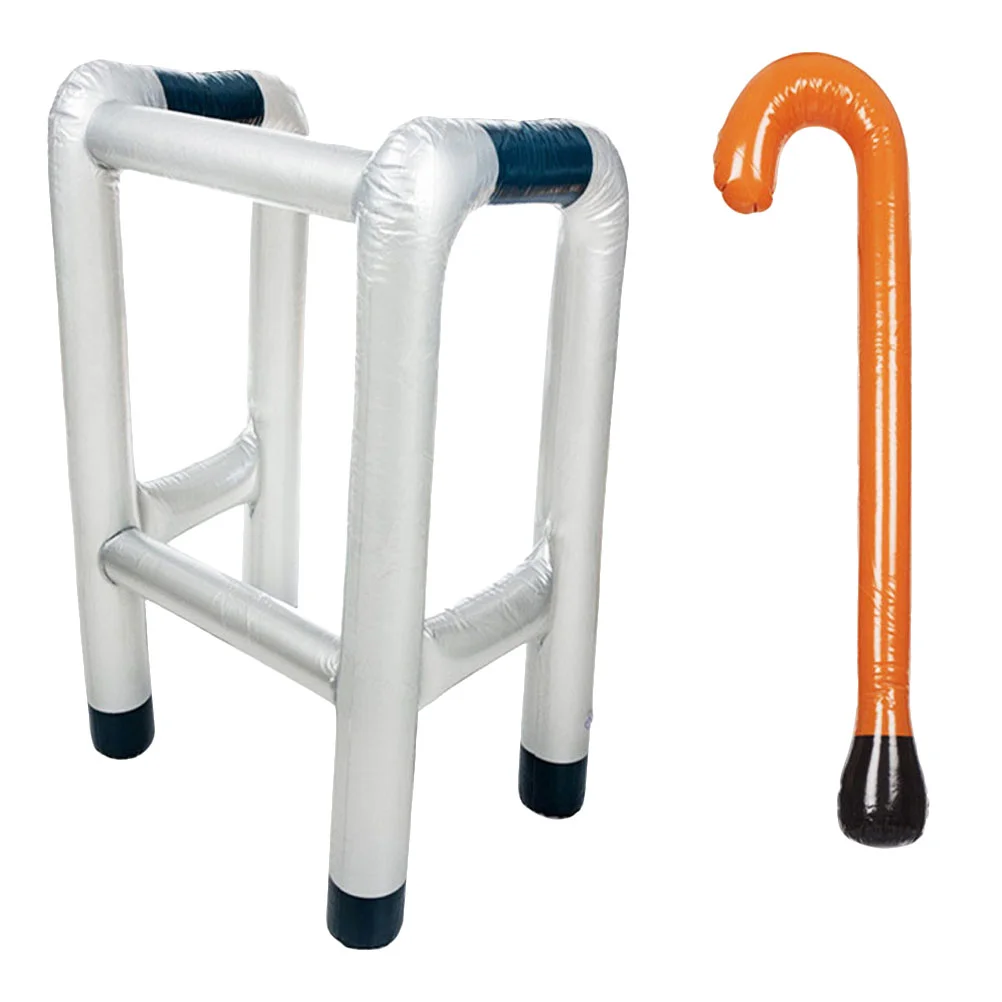 

2pcs Inflatable Zimmer Frame and Walking Stick Blow Up Novelty Dress Up Prop Accessory inflatable walking stick