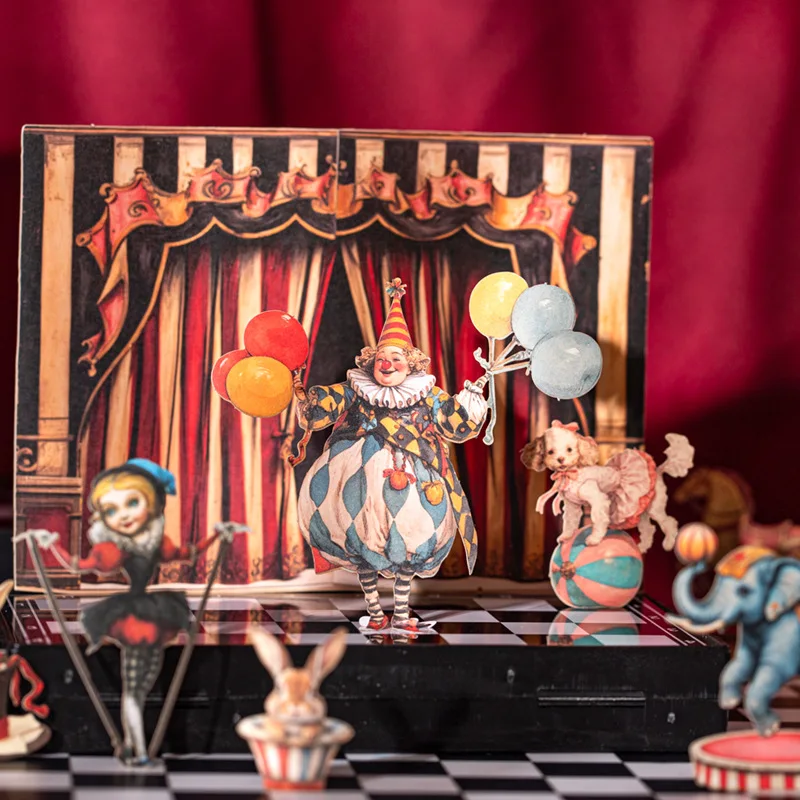 1Pack/2pack 15 sheets/pack Hard Card Stickers Pack Carnival Party Series Circus Scene Theme