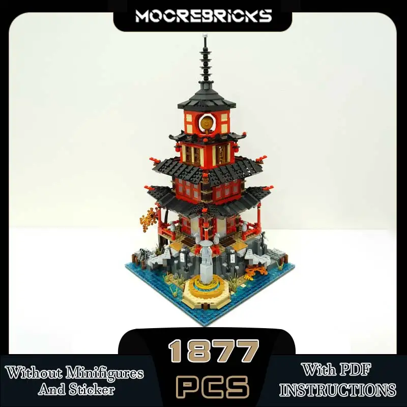 

MOC-121319 City Street Scenery Temple Building Modularization Building Block Assembly Model Brick Children's Toy Gifts