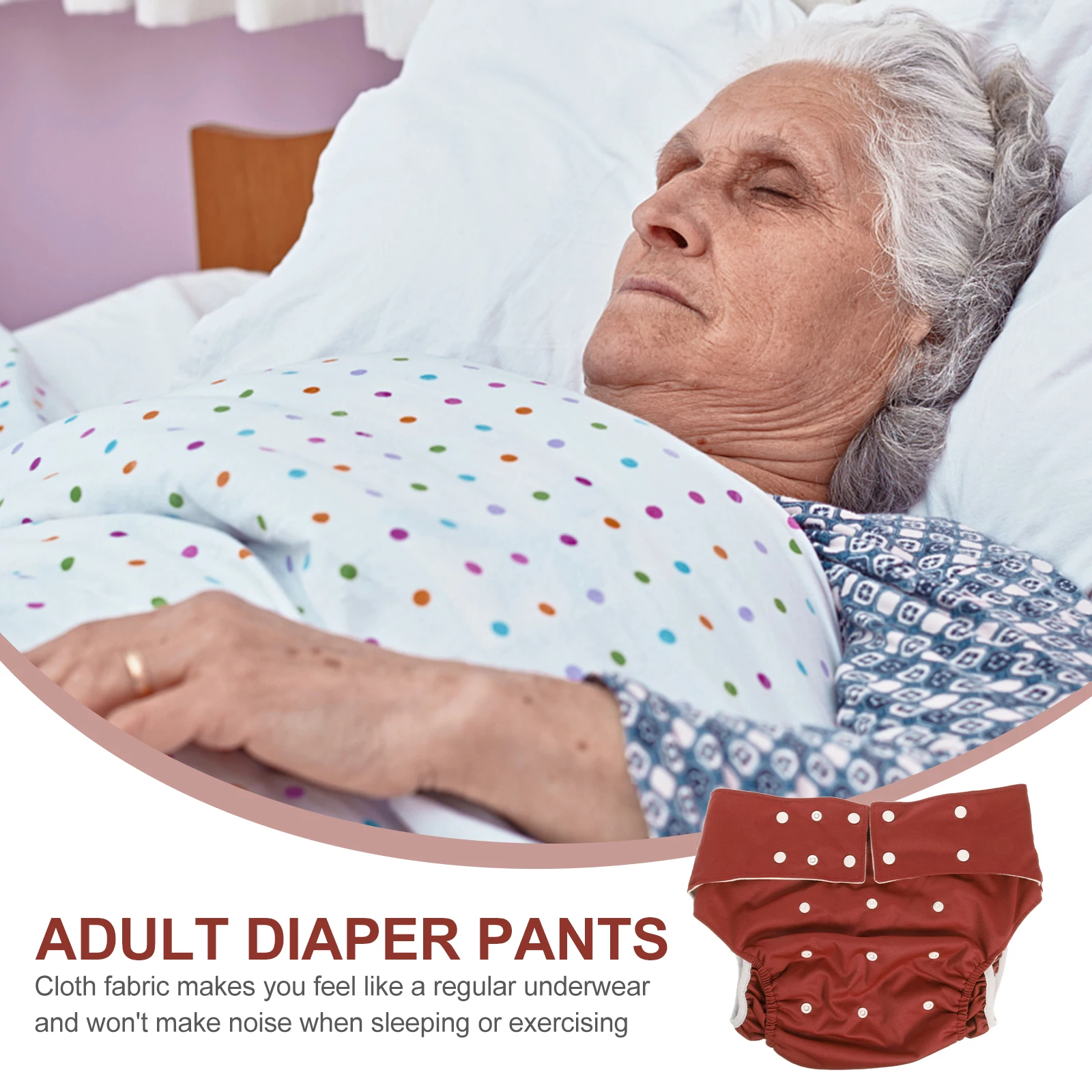

Leak-proof Diaper Pants Reusable Adult Cloth Water-resistant Washable Travel One-size Adjustable Waist Elastic Legs Anti-leak