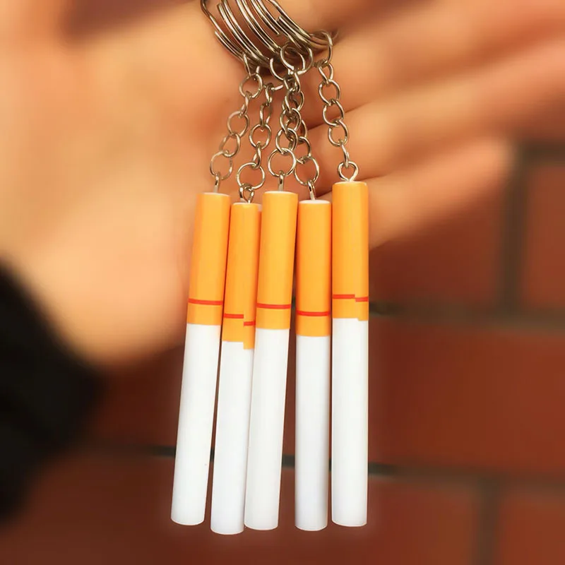 Mini Simulation Cigarette Keychain Key Pendant Funny Cute Keychain Statement Exaggeration Key Chain For Man Jewelry Keyring