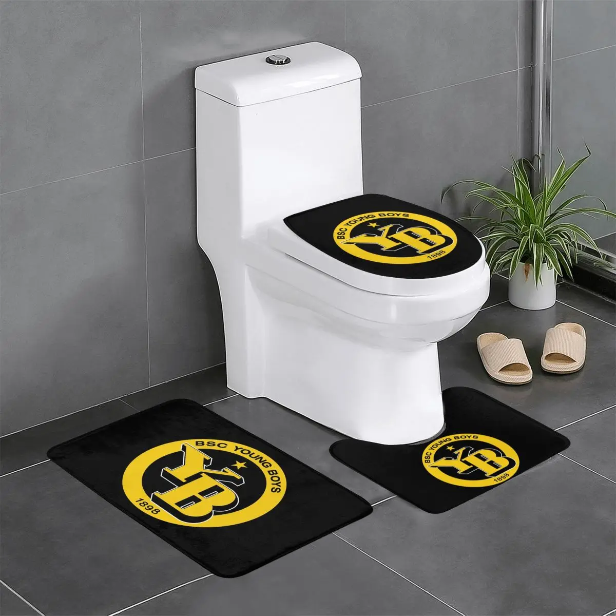 

BSC Young Boys Swiss Football Sports Fans Берн Швейцария 3-х предметный коврик для ванной комнаты Набор для ванной Крышка для унитаза Ковер Напольный коврик