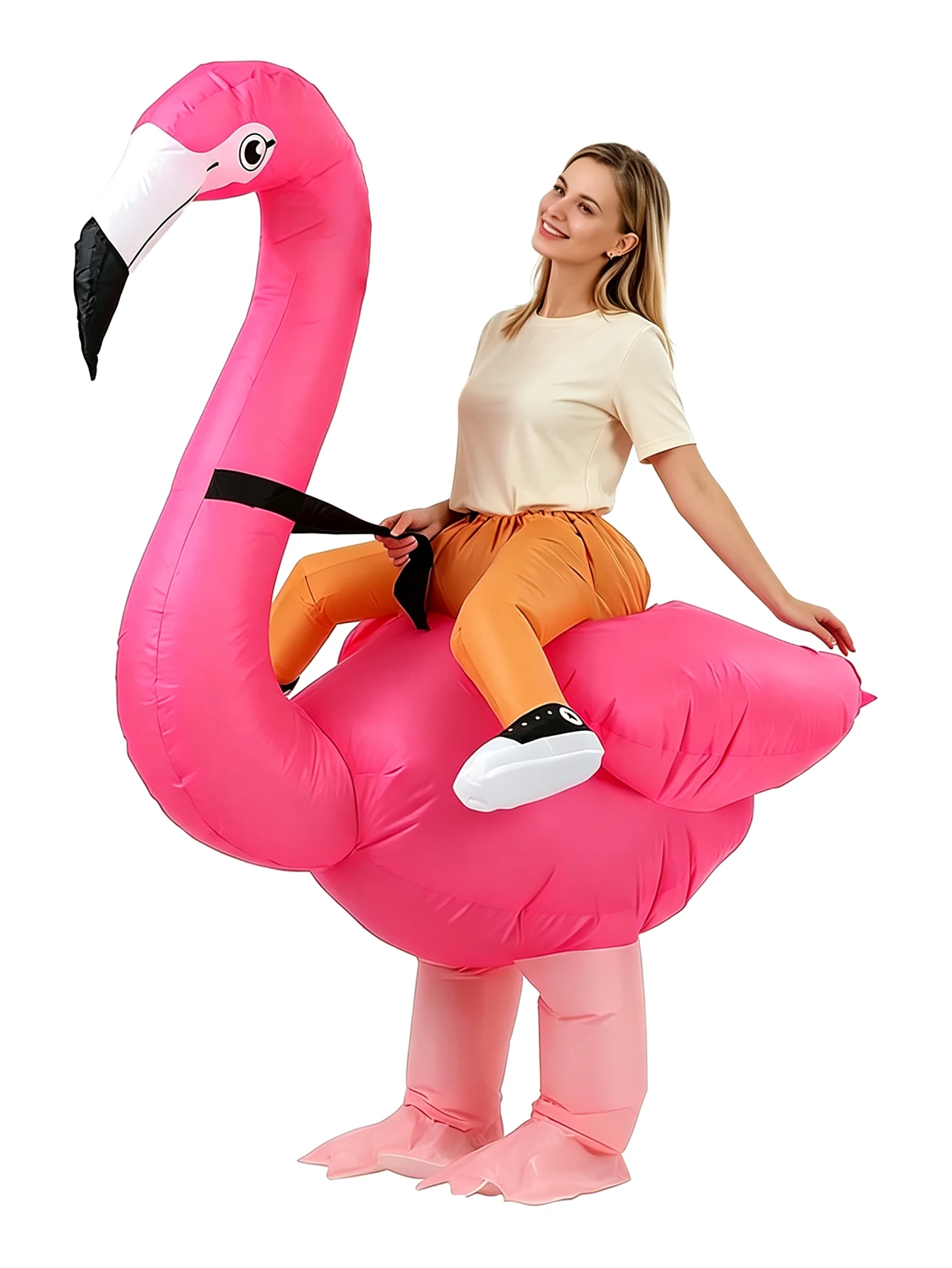 Flamingo Inflatable Costume Ride of Pink Flamingo Blow Up Halloween Party Costume Outfits Fancy for Cosplay Props Outfit Suit view 3