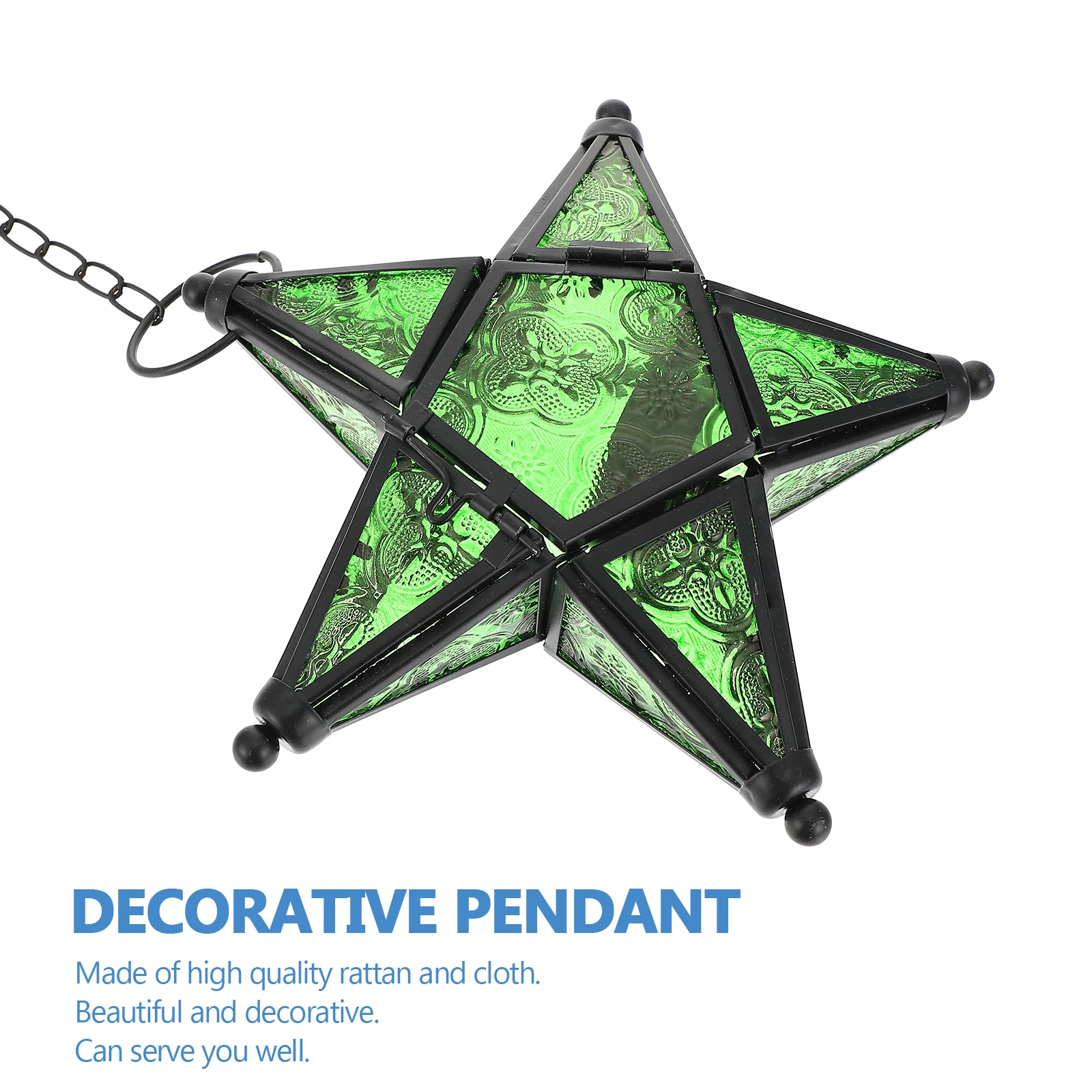 Colorful Glass Windproof Lantern Pentagram Stand Nordic Style Tealight Holder for Home Study Living Room Decor Use