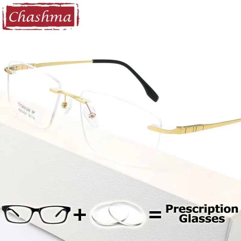

Chashma очки по рецепту из чистого титана, оправа для очков без оправы, роскошные оптические линзы для близорукости, рецепт, очки, очки