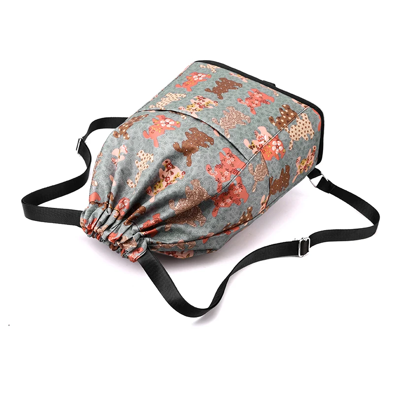 Fashion Women Drawstring Bag Backpack High Quality Fabric Girls Daypack Backpack Female Portable Folding Bag Shopping Backpack