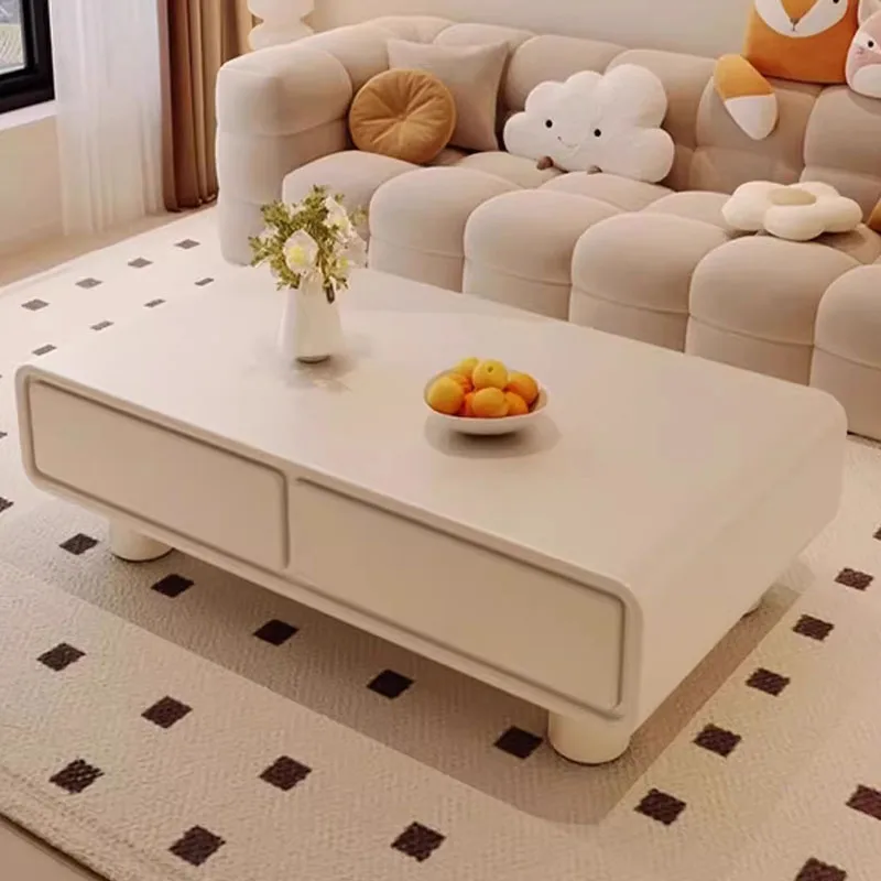 Meja Kopi Putih Krem Desain Modern Pesta Santai Kreatif Estetika Meja Samping Trendi Furnitur Unik Meubles Eropa