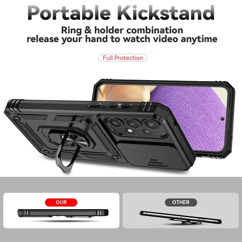 For Samsung Galaxy A17 A07 A26 A36 A56 A55 A35 A25 A33 A23 A73 A53 A13 5G Case Ring Holder Shockproof Coque Lens Protect Cover