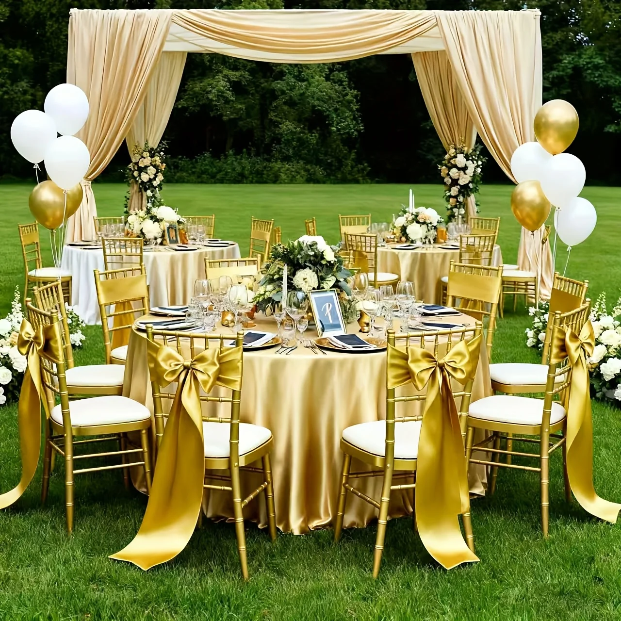 99pcs Of Satin Ribbon Decoration, Bow Decoration, Back Decoration, Suitable For All Kinds Of Chairs, Suitable For Weddings, Birthdays, Parties, Warm And Lively Party Atmosphere