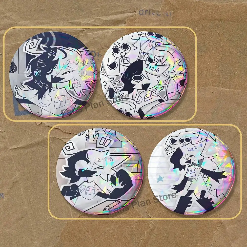 Zip F-Fundamental Paper Education Brooches For Backpack Accessories 25,32,44,58,75mm Round Enamel Pins 2-piece Set Cartoon Badge