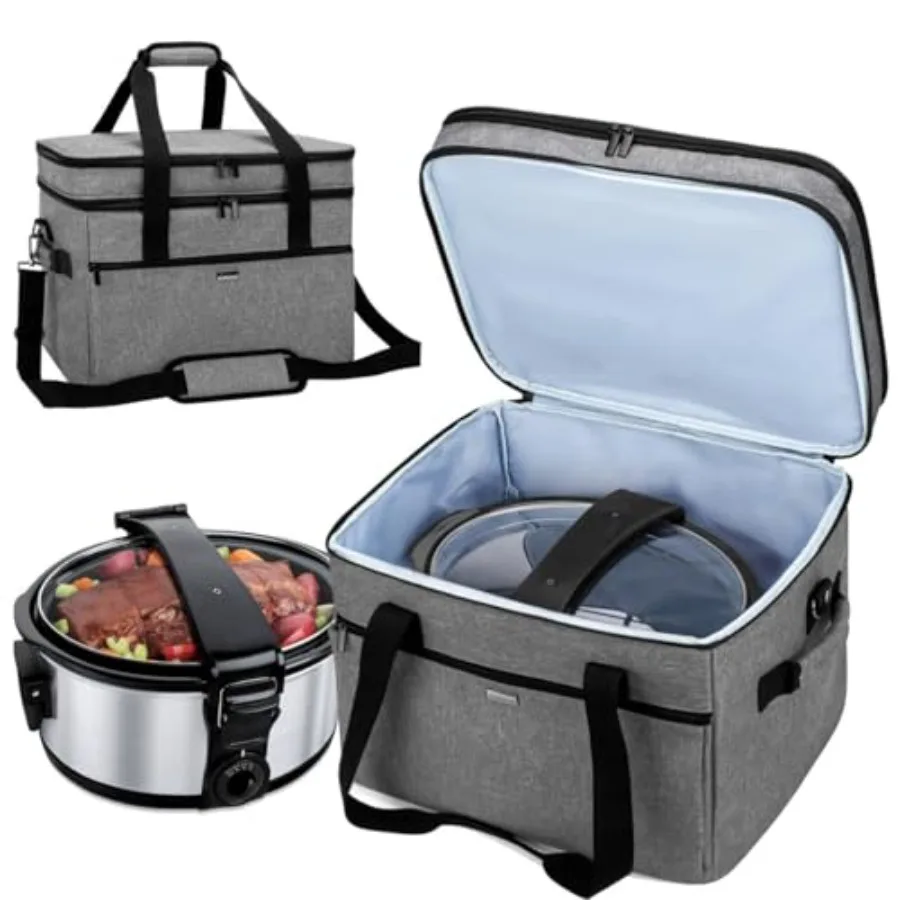 

Large Slow Cooker Travel Bag Compatible with Crock-Pot/Hamilton Beach 8-10 Quart Double Layers Slow Cooker Carrier Case for Kit