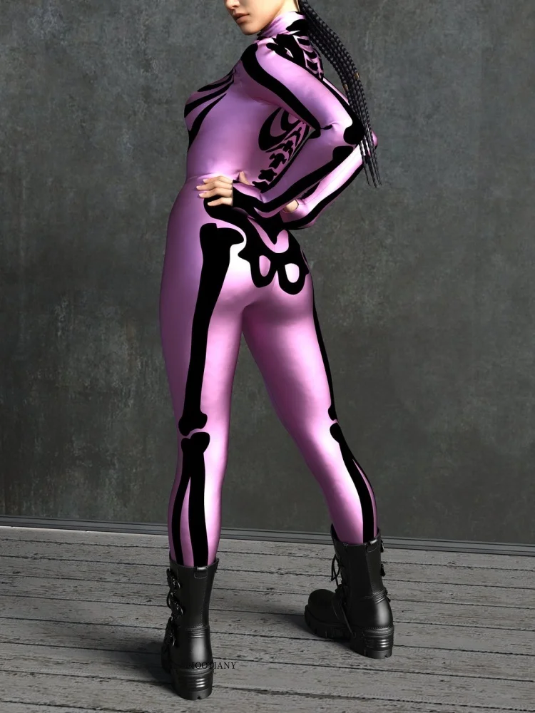 IOOTIANY Damen Grüner Sexy Horror-Skelett-Geister-Bodysuit-Set Halloween Karneval Party Aerial Bühnenauftritt Kostüm-Set – Detail 16