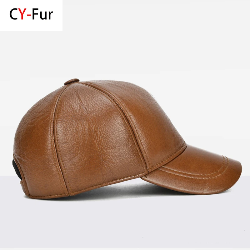 2024 Adjustable Men's Genuine Cowhide Leather Baseball Cap for Fall Winter Outdoor Sports Hat Men Real Cowhide Leather Caps