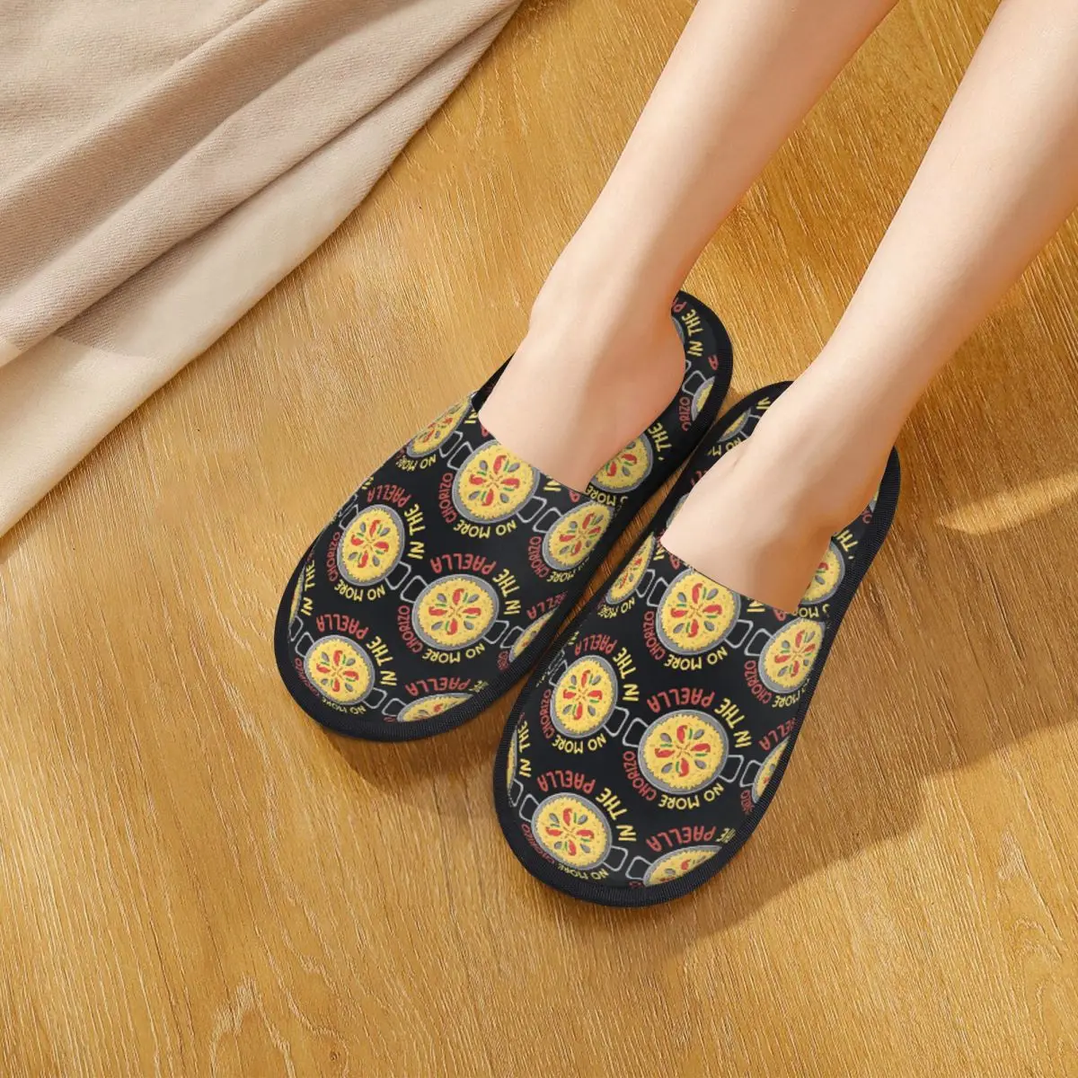 Custom No More Chorizo In The Paella Slippers Memory Foam Warm Soft Women House Slipper Bedroom Cozy Shoes
