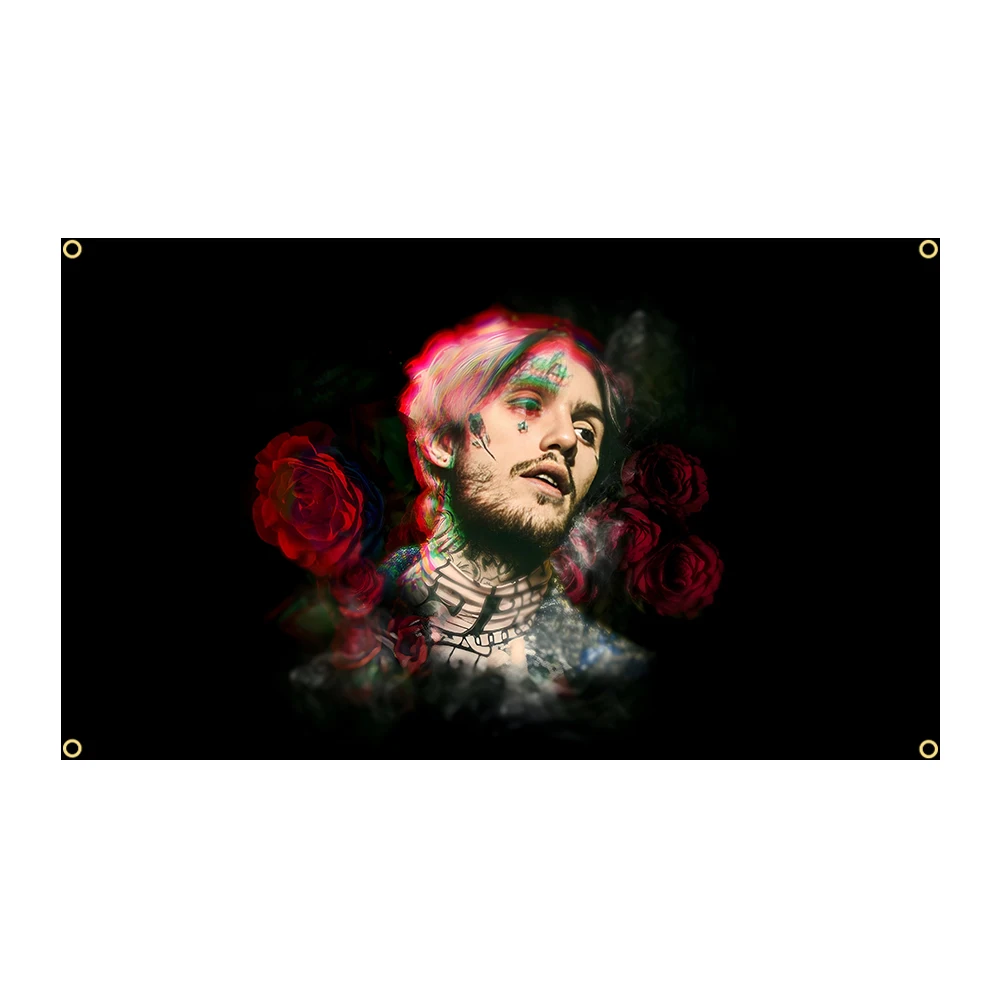 Lil Peep Rapper  Flag Polyeste Printing Banner for Garage Wall Art Out Door Decoration With Grommet