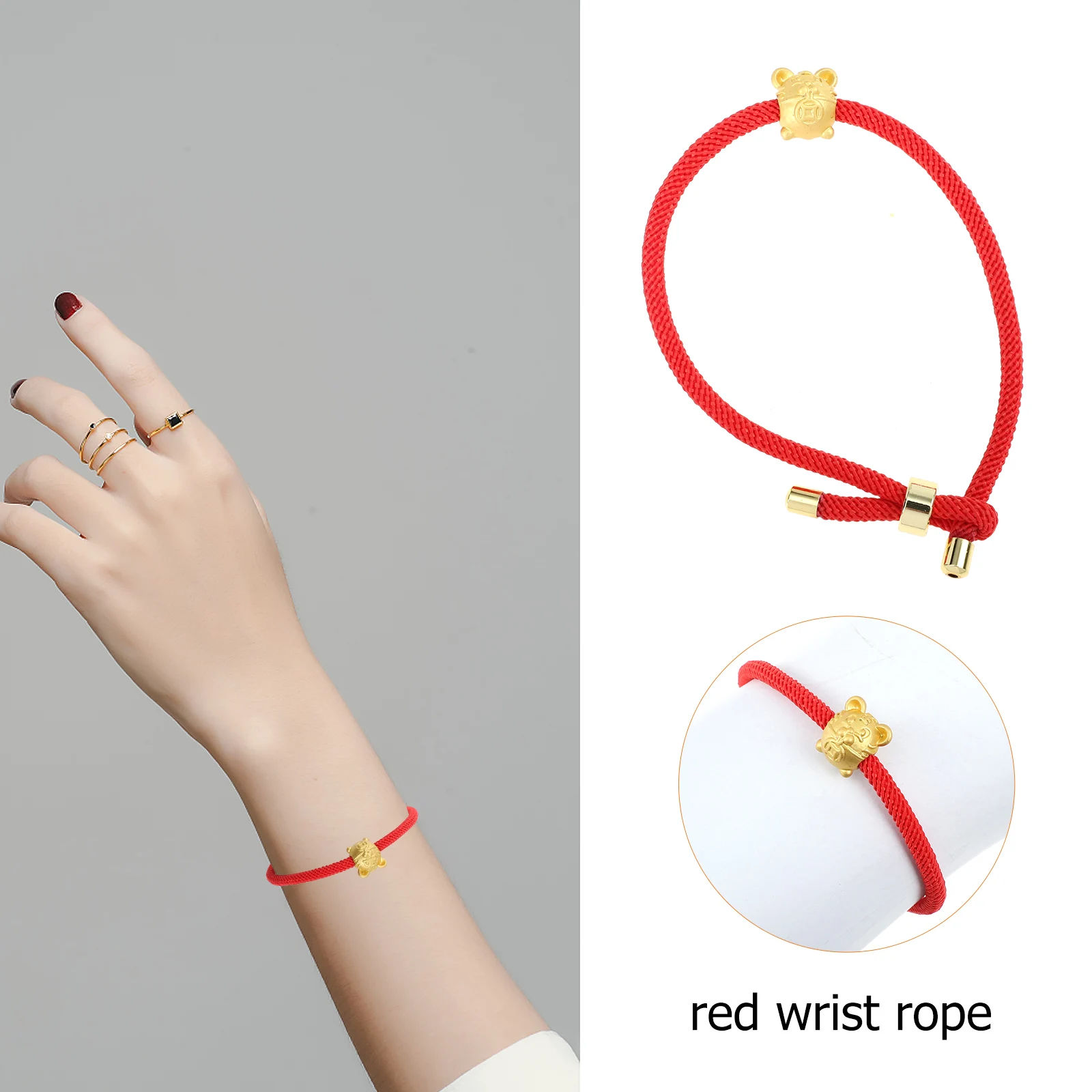 

Tiger Year Red Knot Bracelet Lucky Rope Wristband Fortunate Amulet Protection Stylish Braided Cord Jewelry Rope Bracelet