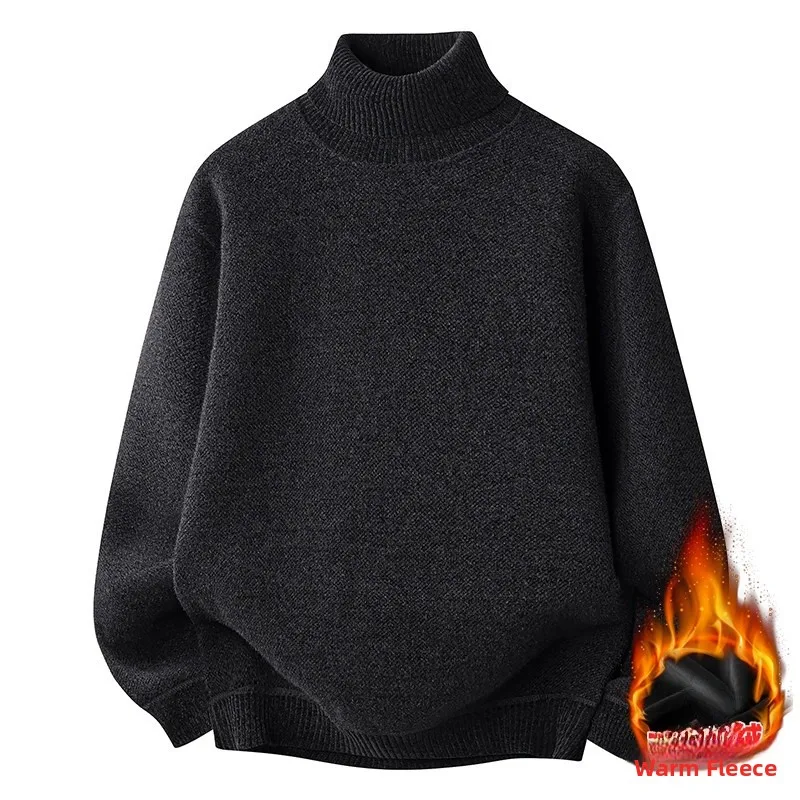 

Мужской вязаный свитер Thiened Fce с высоким воротником, теплый и слинг, повседневный длинный топ из смеси полиэстера и нейлона, зимняя мода