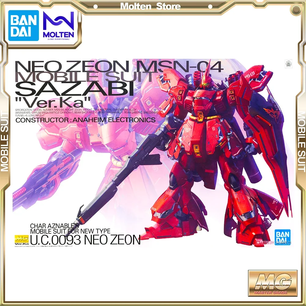 BANDAI Original MG 1/100 MSN-04 Sazabi Ver. Ka Mobile Suit Gundam Char\'s Counterattack Gunpla Model Kit Assembly/Assembling