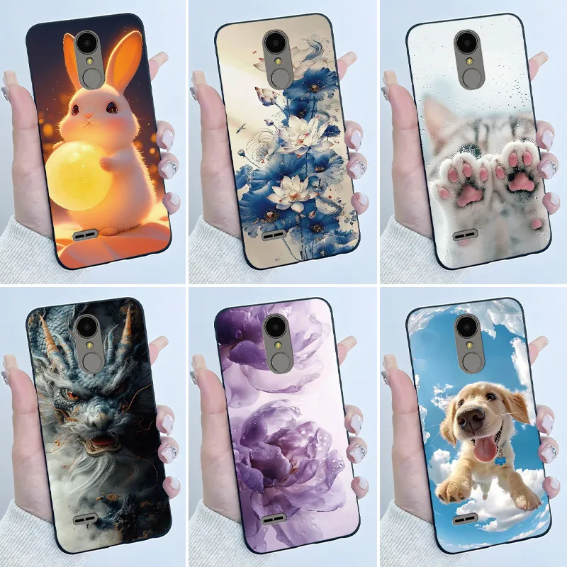 Capa para LG K4 2017 X230/LG K8 2017 X300, Capa Slim Estética Luxuosa, Bonita e Moderna para Meninos e Meninas, Capa Traseira de Silicone Macio Preto Fosco
