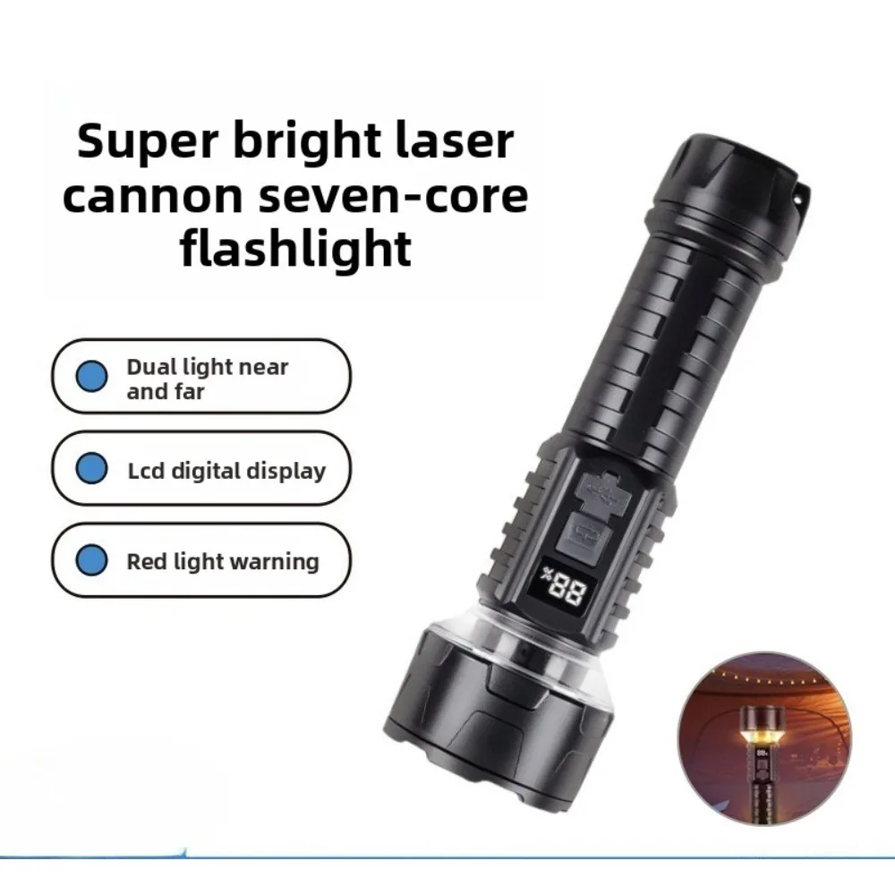 

High-Power 7-Core Super Bright Flashlight, Type-C Rechargeable Torch with COB Ambient Light for Outdoor Camping & Tent Lighting