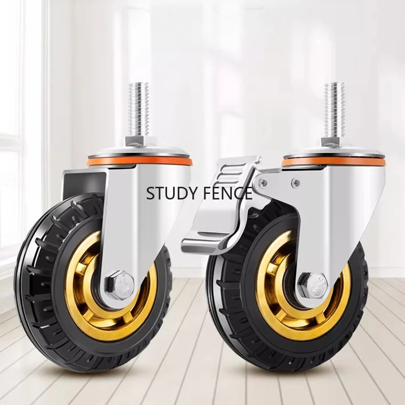 1pc M10/M12/M16 Universal Wheel/brake Wheel, Silent Rubber Casters, Furniture Casters, Cabinet Wheels, Hardware Accessories