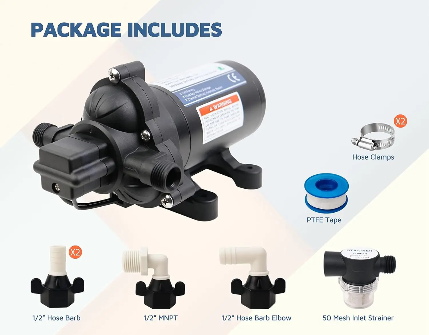T33 Automatic On-Demand Diaphragm Pump, Pressure Pump for Kitchen, Bathroom, RV, Marine Yacht, Caravan, Garden