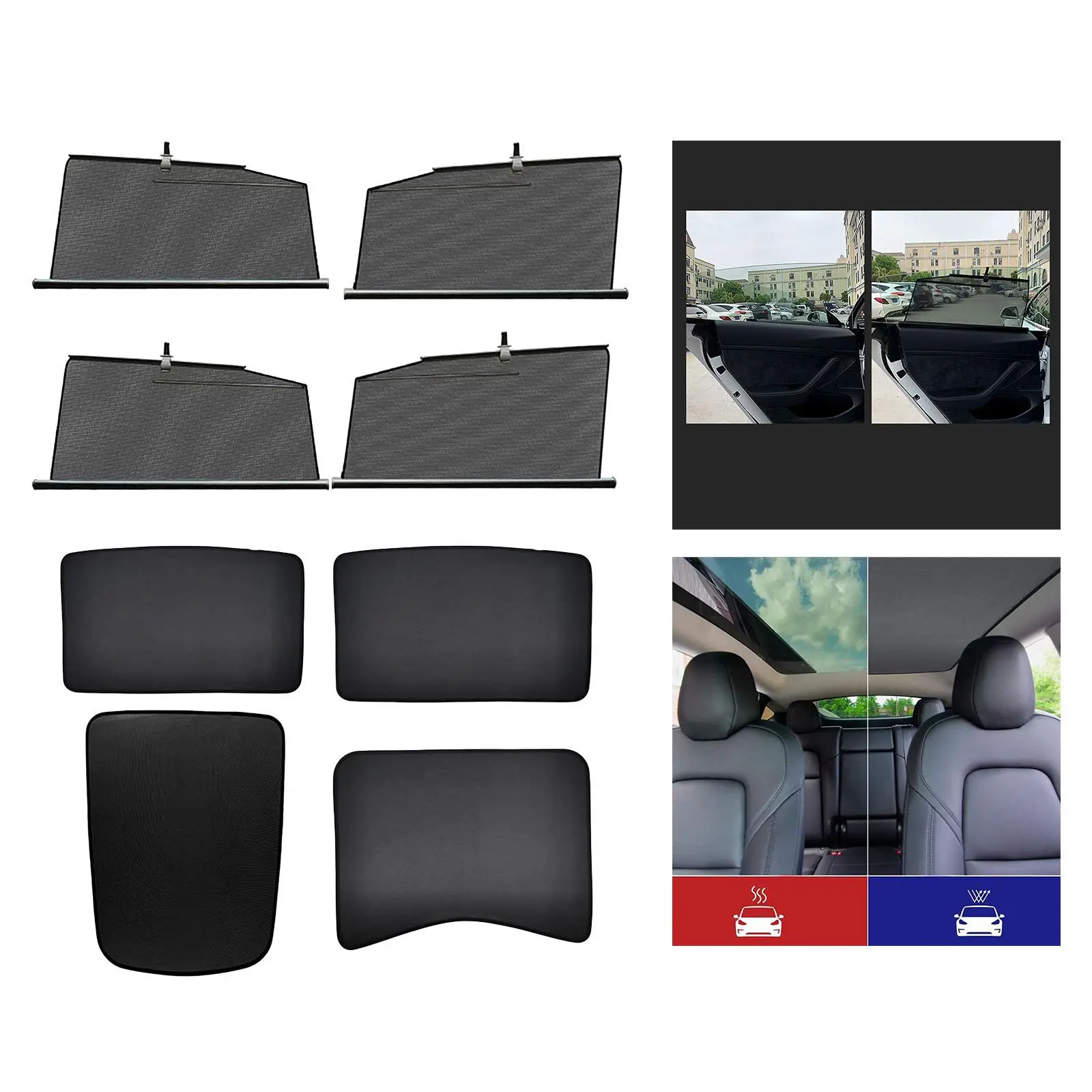 Car Window Curtains for Model 3 Sun Shade Sunshade Drape 2 Pieces