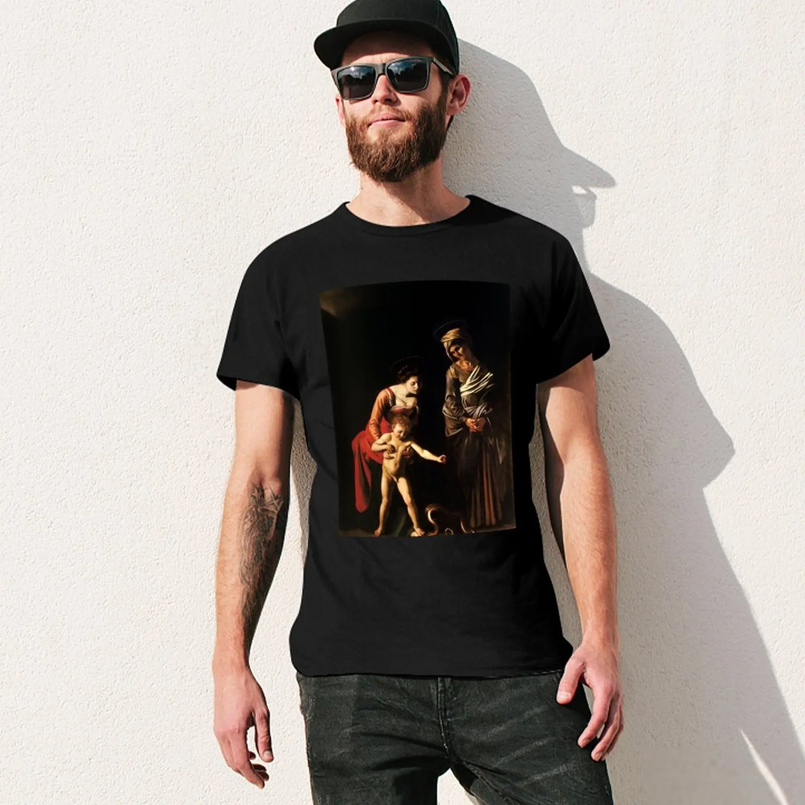 High Resolution Caravaggio Madonna And Child With Saint Anne 1606 T-Shirt animal prinfor boys sports fans mens tall t shirts