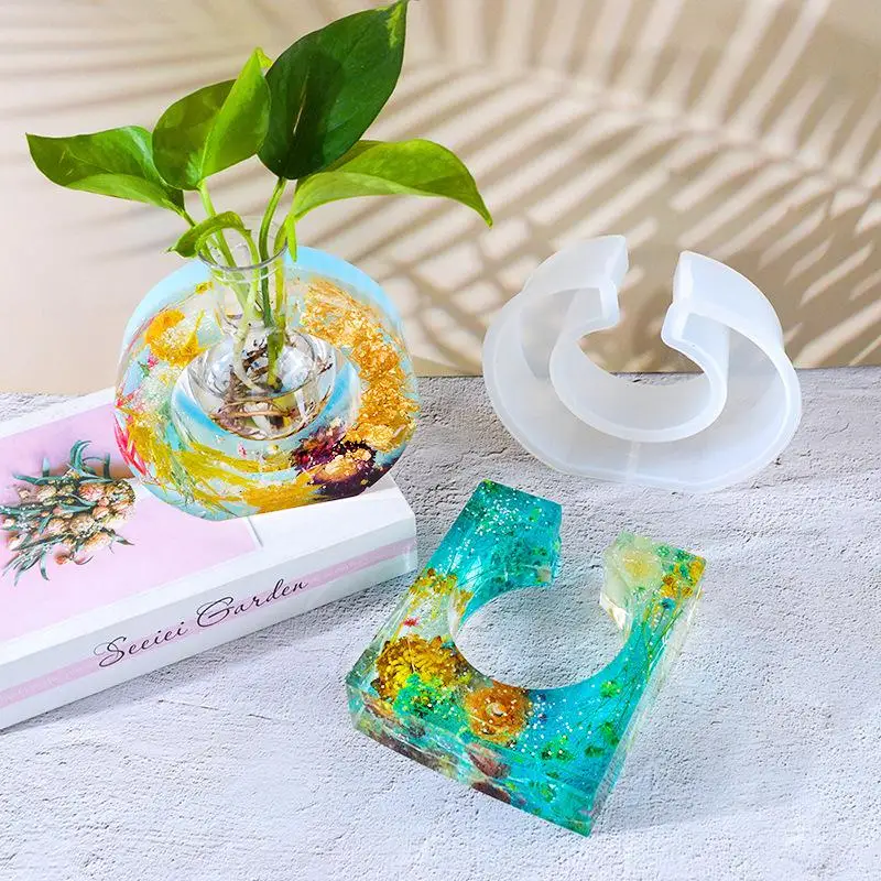 Vase Base Epoxy Silicone Mold DIY Plant Flower Pot Tray Bracket Water Plant Molds For Resin Home Decoration