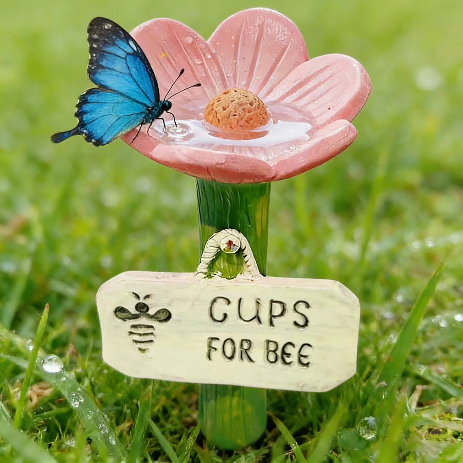 Resin Bee Watering Station with Flower Design Bee Water Feeder for Thirsty Pollinators for Outdoor Garden Yard Decor
