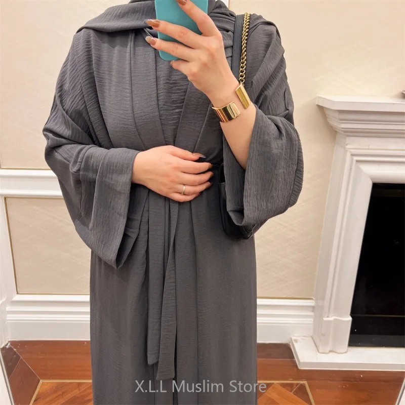 Abaya espessa muçulmana com cinto para mulheres, terno feminino, kaftan casual, kaftan islâmico, roupa de Eid Ramadan, Dubai, luxo, Turquia,