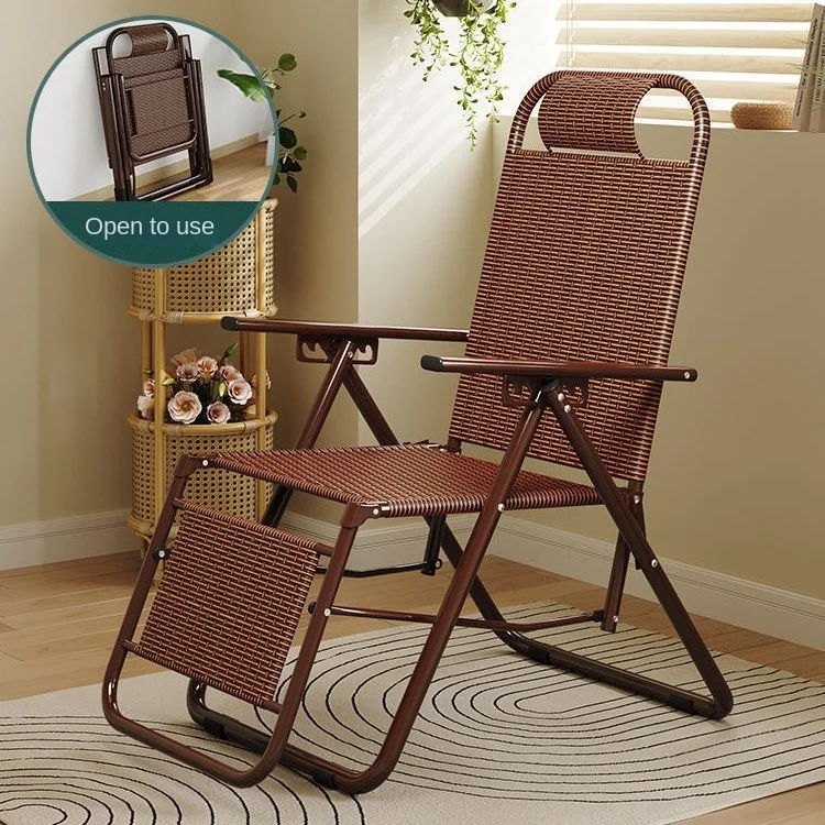 الجملة اليدوية الحديثة الروطان إطار معدني قابل للطي كرسي كرسي محمول مع مسند الظهر للشرفة المنزلية وغرفة المعيشة #6