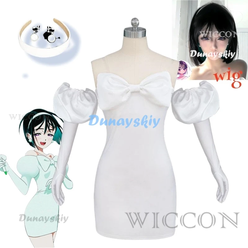 Anime Alien Stage Sua Cosplay Kostüm Frauen niedlichen weißen Kleid Kopf bedeckung Phantasie Party Kleidung Halloween Karneval Uniformen