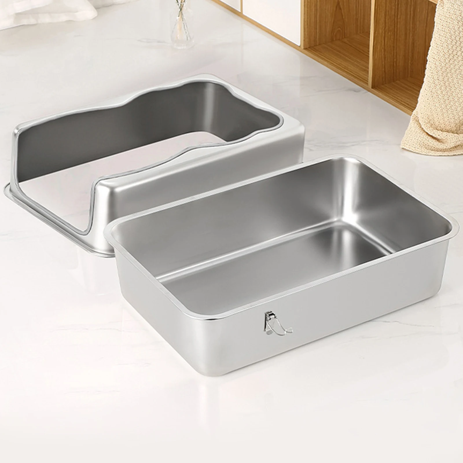

Extra Large Cat Litter Box with Lid Metal Litter Tray High Sided Top Entry Litter Pan for Big Cats Multiple Cat