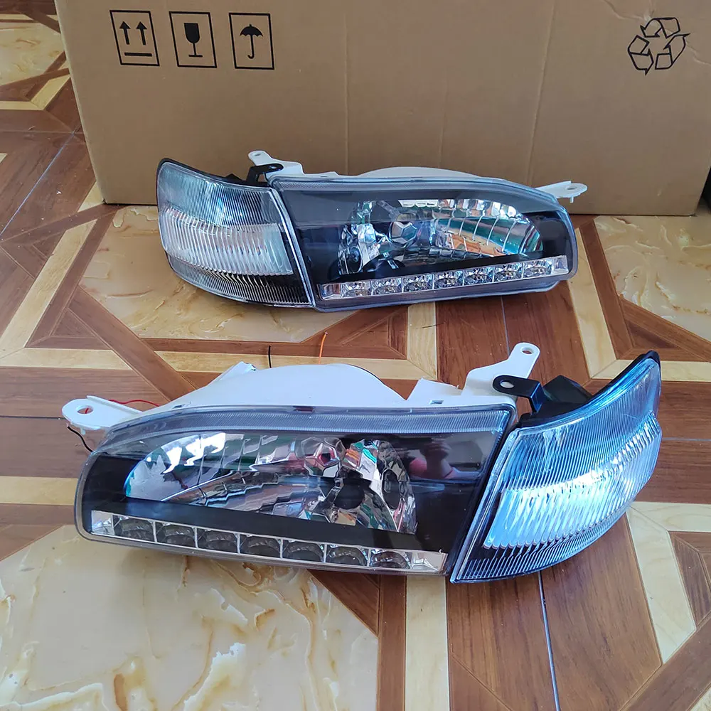 Pair Car Headlights Modifying LED Head Lamp For Toyota Corolla AE110 AE111 AE112 AE114 CE110 CE114 EE110 EE111 Black