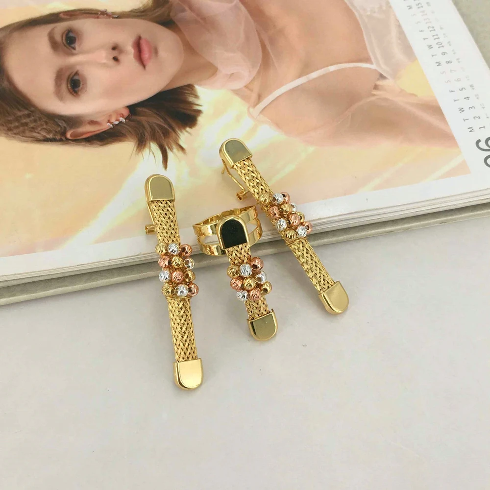 Yuminglai Brazilian Gold Plated Jewelry Sets For Women Original Luxury Round Necklace Big Wedding Dinner Bijoux FHK16029