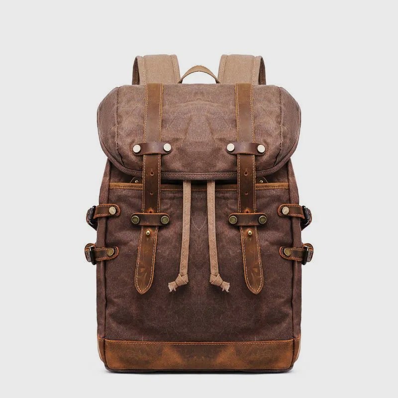 Oil wax canvas waterproof pepper salt mountaineering travel outdoor oversized backpack