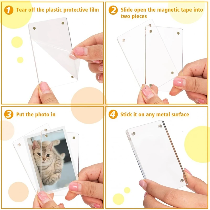 12 Pcs Acrylic Refrigerator Magnet Picture Frame Picture Holder Clear Photo Display Film Photos,2.36 X 3.54 Inches Easy To Use