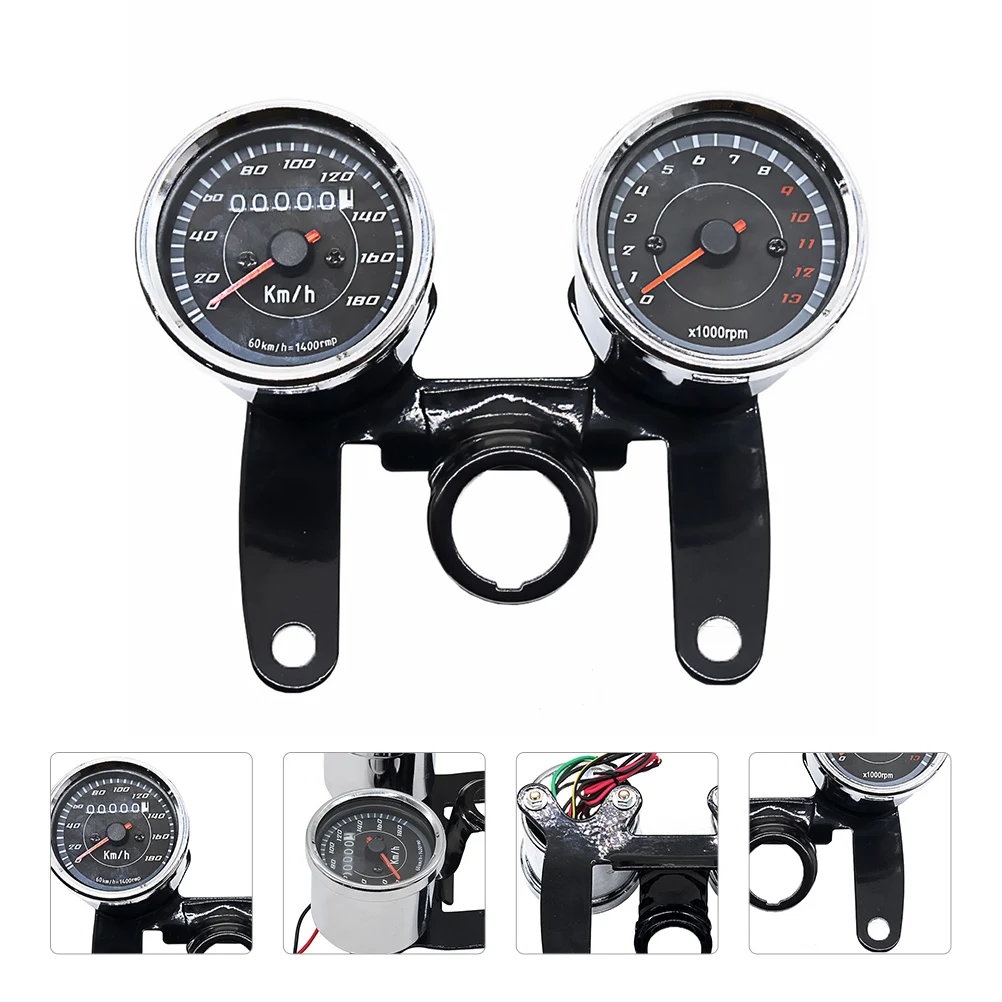 

12V Motorcycle Instrument Speedometer Odometer LED Tachometer Bracket Refit Durable Install Clear Display