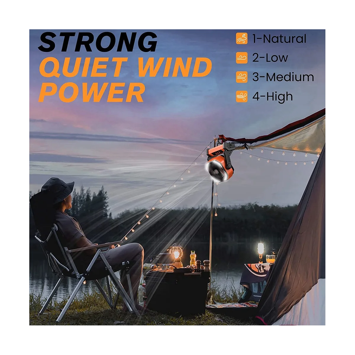 Portable Fan for Travel, 20000MAh Rechargeable Battery Powered Fan, High-Velocity Camping Fan